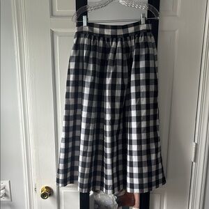 Anthropologie Kolonaki Black and White Gingham Midi Skirt